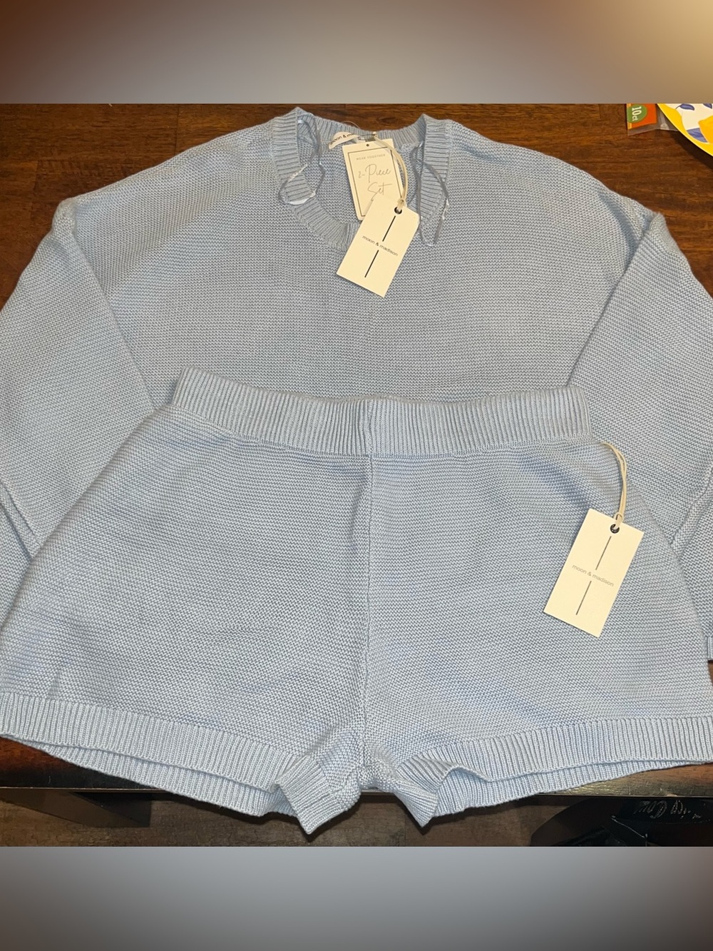 Cozy Light Blue Knit Sweater & Shorts Set